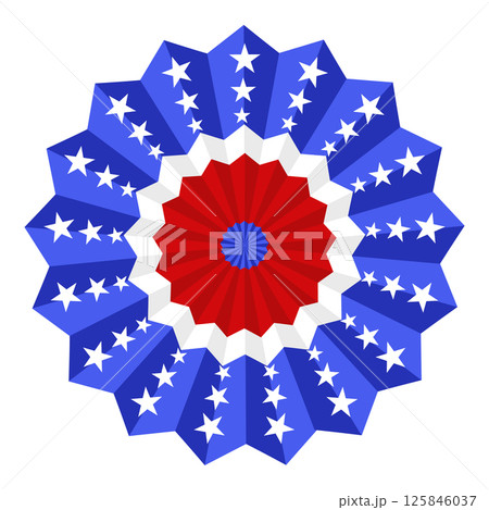 Geometric patriotic star design with red, white, and blue colors Geometric patriotic star design with red, white, and blue colors 125846037