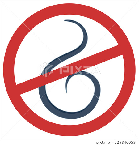 Tapeworm control icon with red prohibition sign indicating pest prevention 125846055