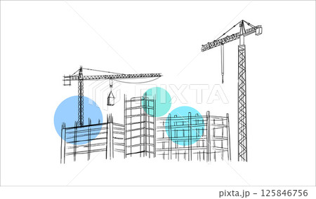 Building crane sketch Building crane sketch 125846756