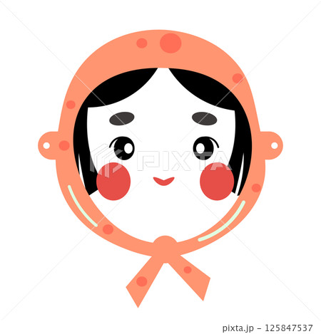 手ぬぐいを付けたおかめの面のイラスト 手ぬぐいを付けたおかめの面のイラスト 125847537