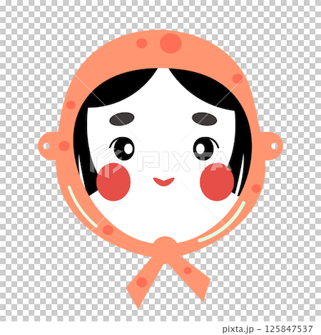 手ぬぐいを付けたおかめの面のイラスト 手ぬぐいを付けたおかめの面のイラスト 125847537
