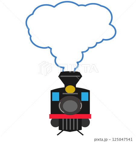 吹きだしのついたシンプルな蒸気機関車の正面のイラスト 吹きだしのついたシンプルな蒸気機関車の正面のイラスト 125847541