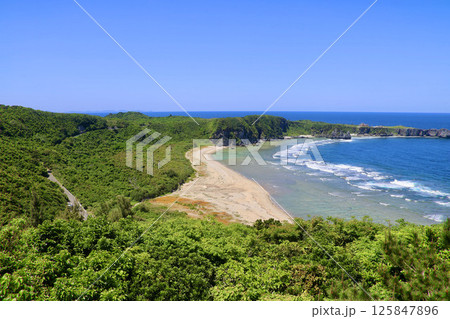 宇佐浜と原生林（沖縄県・国頭村） 125847896