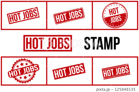 Hot Jobs Rubber Stamp Set Vector Hot Jobs Rubber Stamp Set Vector 125848135
