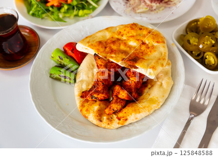 Chicken shish kebab - Turkish tavuk sis closeup 125848588