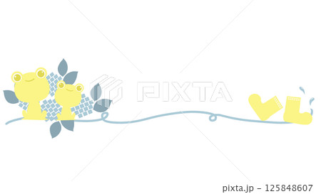 カエルと紫陽花のある梅雨のライン 125848607