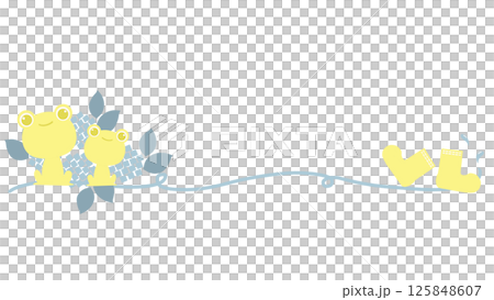 カエルと紫陽花のある梅雨のライン 125848607