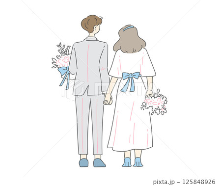 結婚カップル後ろ姿 125848926
