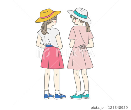 夏休み姉妹後ろ姿 125848929
