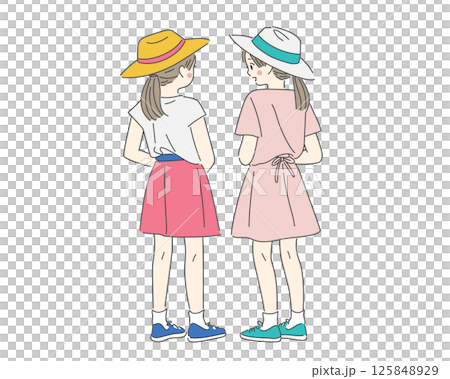 夏休み姉妹後ろ姿 125848929