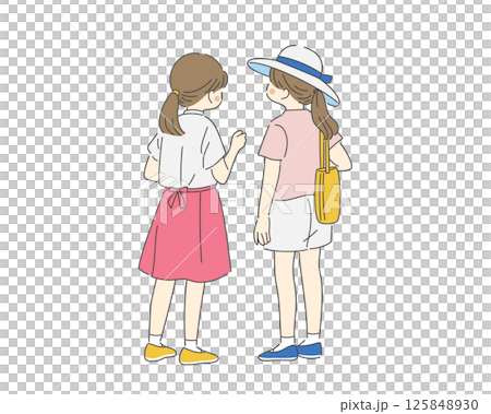 夏休み友達後ろ姿 125848930