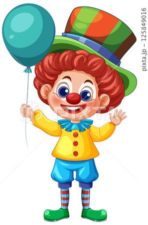 Cheerful Clown with Balloon Vector Illustration Cheerful Clown with Balloon Vector Illustration 125849016