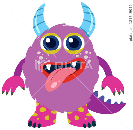 Colorful Cartoon Monster with Playful Expression 125849036