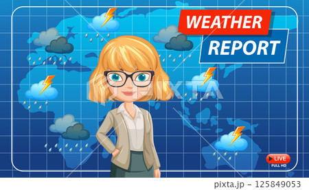 Animated Weather Report Illustration Animated Weather Report Illustration 125849053