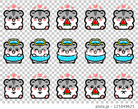 Summer cute Djungarian hamster illustration material set 125849625