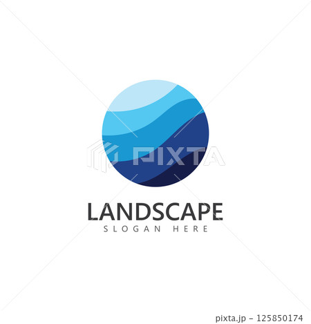 Sea landscape abstract design logo template Vector Sea landscape abstract design logo template Vector 125850174