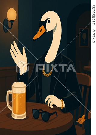白鳥モード　vol.20　ビアホールで生ビールを　マダム風　Generative AI 125850185