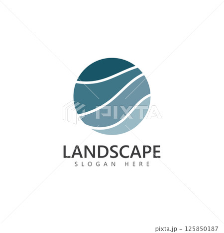 Sea landscape abstract design logo template Vector Sea landscape abstract design logo template Vector 125850187