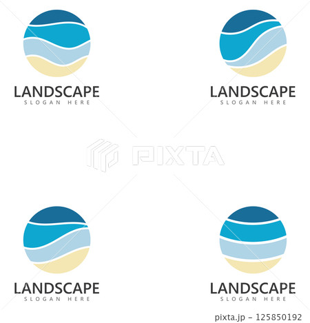 Sea landscape abstract design logo template Vector 125850192