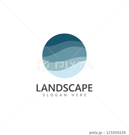 Sea landscape abstract design logo template Vector 125850226