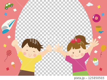 孩子們享受暑假的框架插圖 125850503