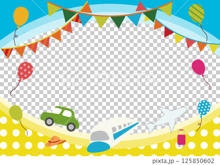 Balloon and vehicle outing frame Balloon and vehicle outing frame 125850602