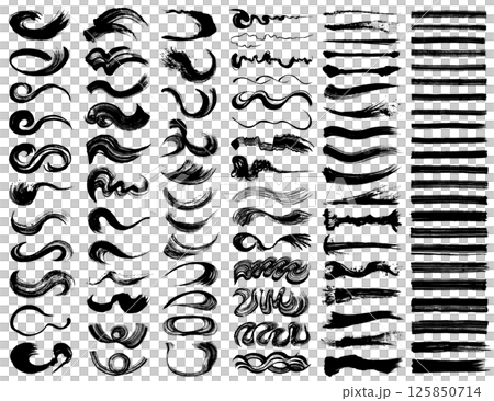 Brush strokes - Hand-drawn ink material set - For Japanese style, abstract and design Brush strokes - Hand-drawn ink material set - For Japanese style, abstract and design 125850714
