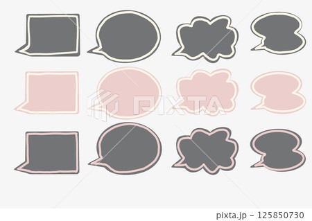 シンプル濃い色吹き出し12種セット 125850730