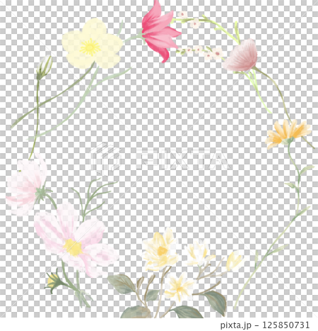 Floral round frame illustration 125850731