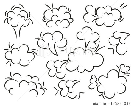 Set of explosion clouds doodle sketch style 125851038
