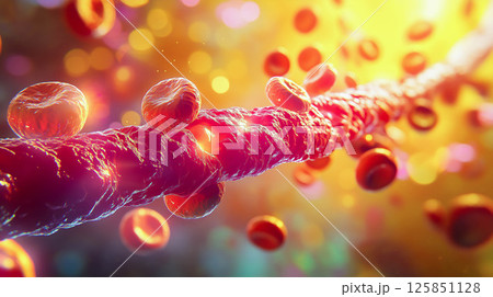Hyperlipidemia, atherosclerotic plaque. High cholesterol in blood vessel 125851128