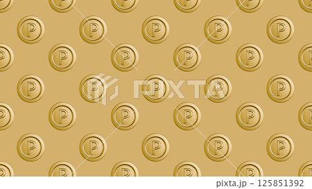 ポイントの金貨柄のパターン背景イラスト。シームレスなベクターの4Kイラスト素材 125851392