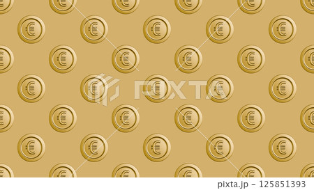 ユーロの金貨柄のパターン背景イラスト。シームレスなベクターの4Kイラスト素材 125851393