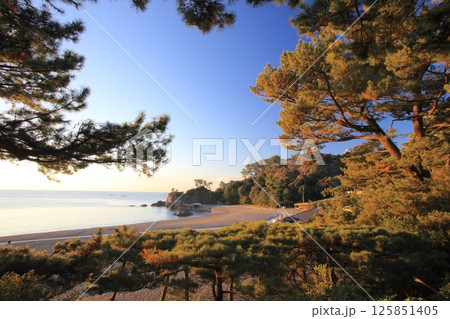 桂浜の朝景色/坂本龍馬ゆかりの地/日本の渚百選/日本の歴史公園百選 桂浜の朝景色/坂本龍馬ゆかりの地/日本の渚百選/日本の歴史公園百選 125851405