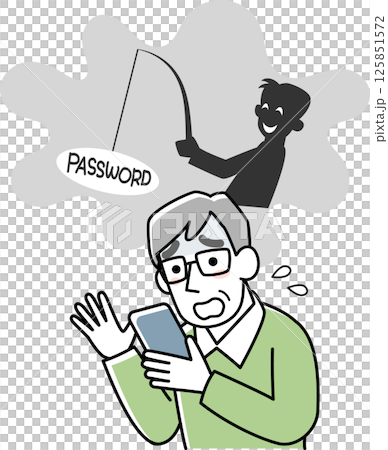 オンライン詐欺の被害にあうシニア男性 オンライン詐欺の被害にあうシニア男性 125851572