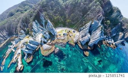 空撮「青森県」仏ヶ浦を360度カメラで撮影　佐井村 125851741