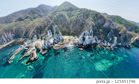 空撮「青森県」仏ヶ浦を360度カメラで撮影 佐井村 空撮「青森県」仏ヶ浦を360度カメラで撮影 佐井村 125851746