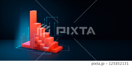 Digital career ladder red infographic on a black banner with ample copy space and a clean background for a professional presentation. Banner for design with copy space 125852131