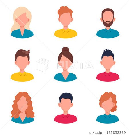 Set male and female portraits. Man and woman  avatar profile. 125852289