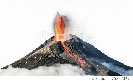 火山　山　噴火　イメージ　3DCG　AI 125852327