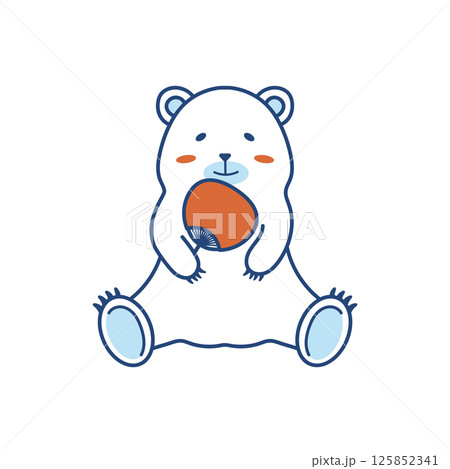 うちわを持つシロクマの夏イラスト(カラー) うちわを持つシロクマの夏イラスト(カラー) 125852341