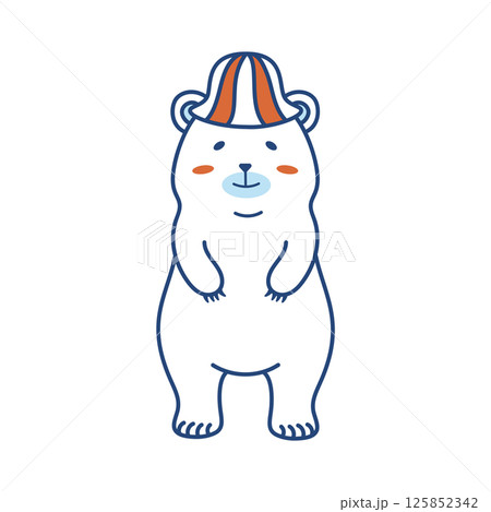 帽子をかぶったシロクマの夏イラスト(カラー) 帽子をかぶったシロクマの夏イラスト(カラー) 125852342