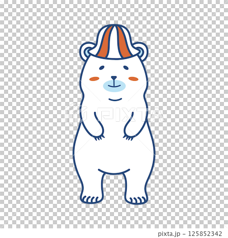 帽子をかぶったシロクマの夏イラスト(カラー) 帽子をかぶったシロクマの夏イラスト(カラー) 125852342