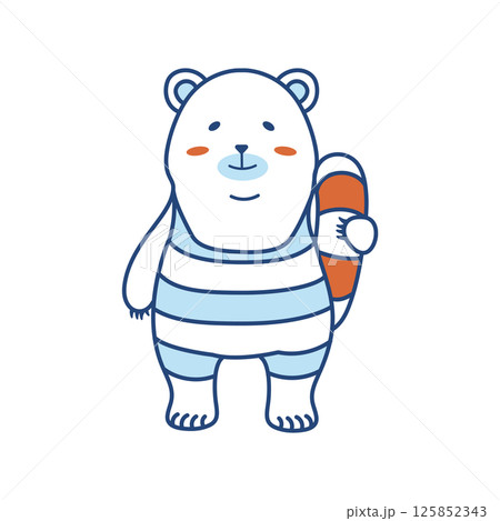 浮き輪を持つシロクマのイラスト(カラー) 浮き輪を持つシロクマのイラスト(カラー) 125852343