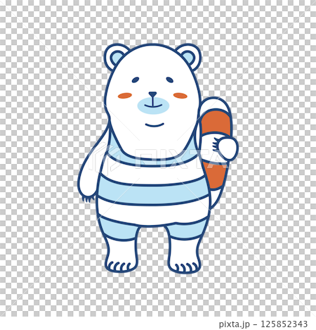 浮き輪を持つシロクマのイラスト(カラー) 浮き輪を持つシロクマのイラスト(カラー) 125852343