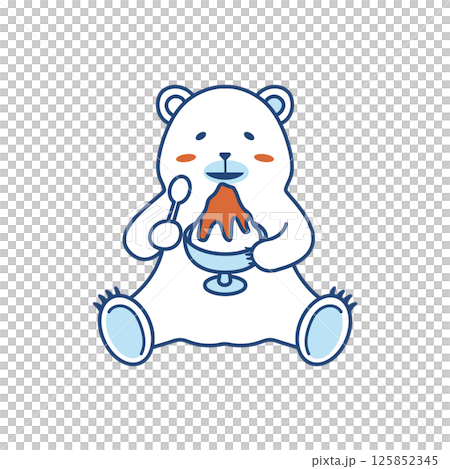 北極熊吃刨冰的插圖(彩色) 北極熊吃刨冰的插圖(彩色) 125852345