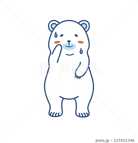 暑がるシロクマのかわいいイラスト（カラー） 125852346