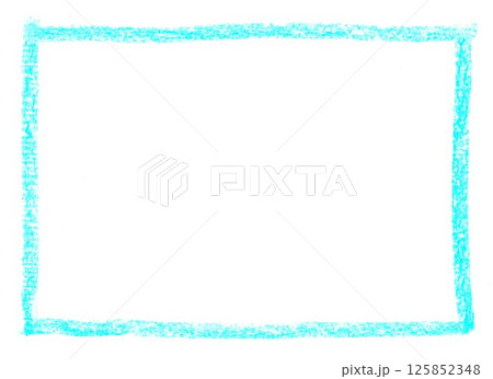水色のクレヨンタッチの枠線 水色のクレヨンタッチの枠線 125852348