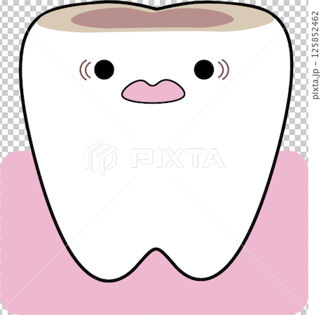 A comical illustration of a tooth that has been worn down by attrition 125852462