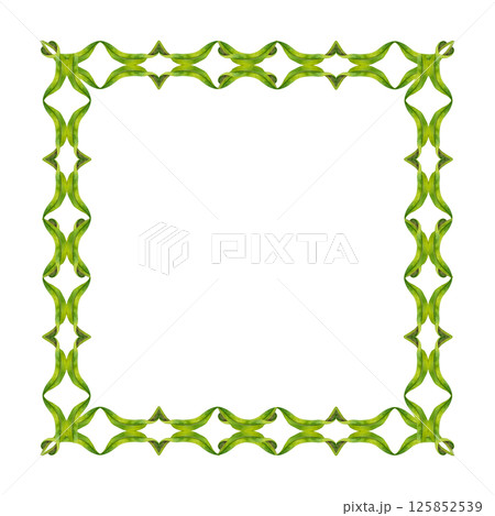 Elegant watercolor floral frame of swirl green vines, leaves on white background. Botanical illustration template. Hand painted border for wedding invitation, eco, stationery, spring decor, scrapbook 125852539
